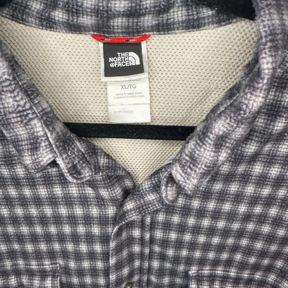 The North Face Plaid Button Down Shirt XL Gray Check Lightweight Flannel